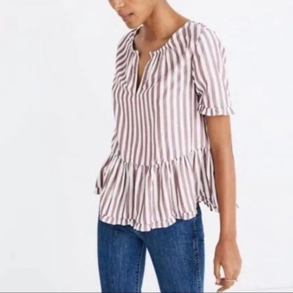 Madewell Peplum Stripe Blouse with Ruffle Details - Picture 4 of 4